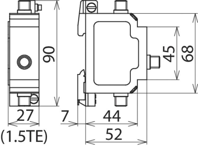 Ableiter Typ3 0-24VDC 2A TS35 300Va-gnd UHF-Connector Hutschiene TH35