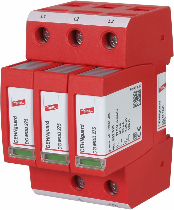 Überspannungsableiter TN-CNetzform- 3TE 230VAC Netzform-TN-C 1,5kV 20kA opt