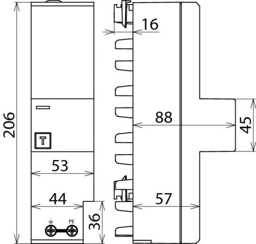 Kombi-Ableiter Sammelsch TN-S TT 255VAC 1,5kV 3TE 3p Netzform TN-S opt