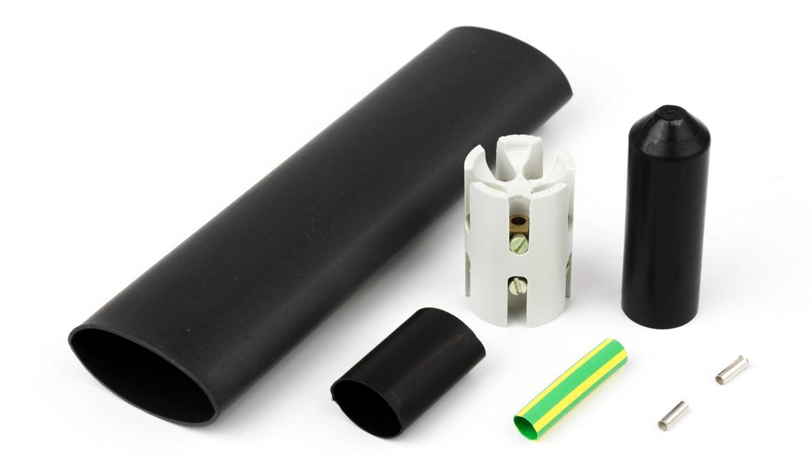 Heizband/Anschlussleitung Warmschrumpf mit Abschluss und Klemmstein