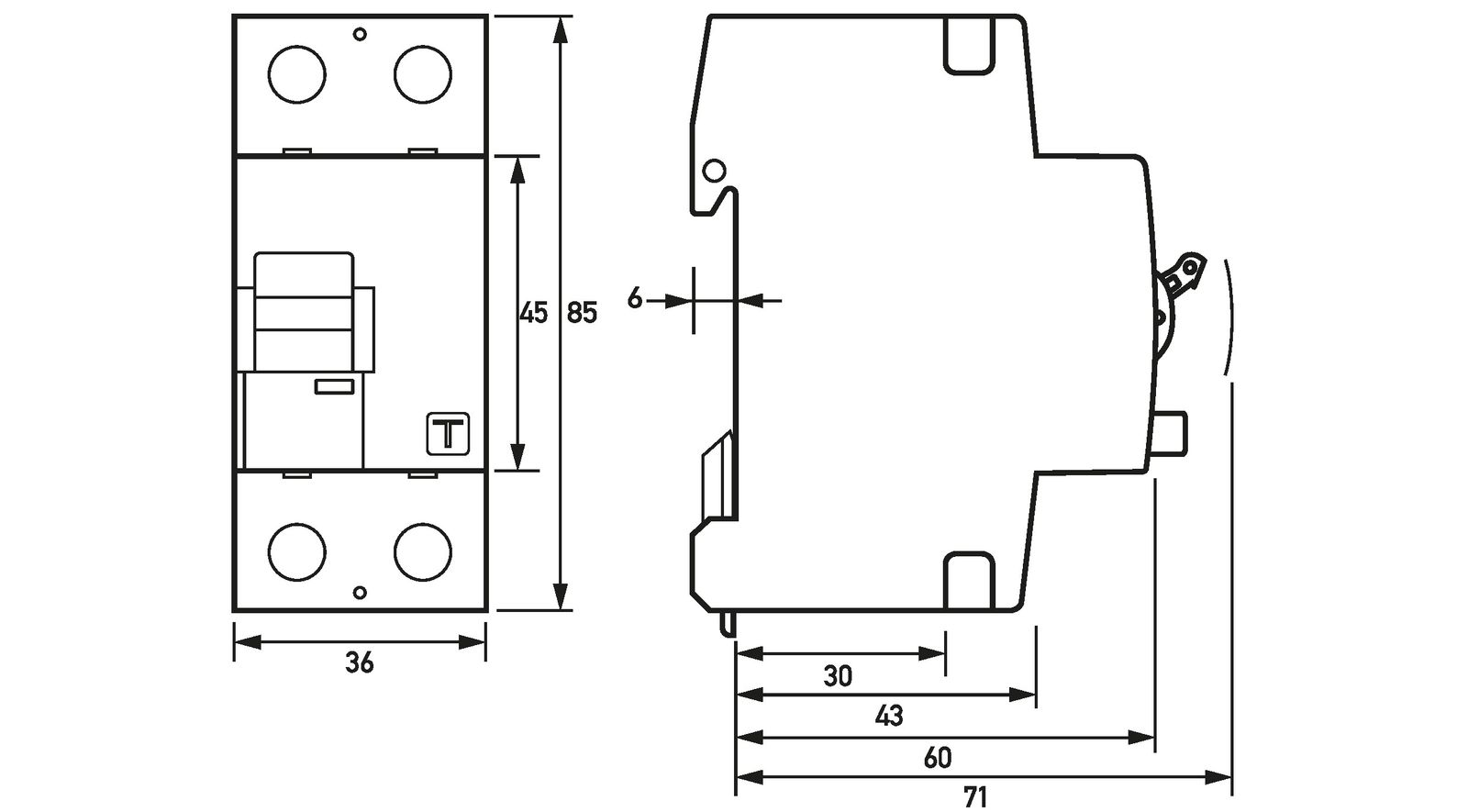 FI-Schutzschalter A 2p 253V 25A 0,3A 2TE REG 10kA 0,25kA/stoß