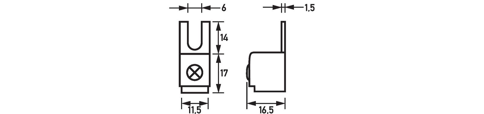 Einspeiseklemme 80A 25qmm B13mm Flachschiene