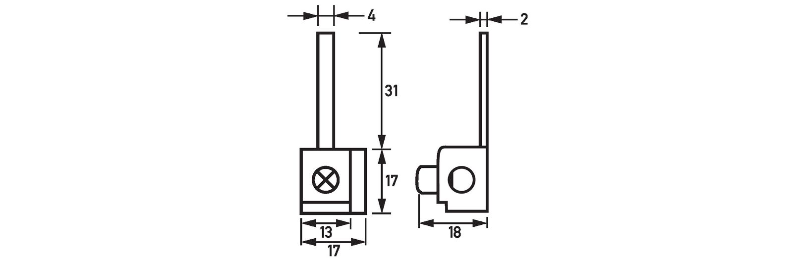 Einspeiseklemme 80A 25qmm B13mm Flachschiene
