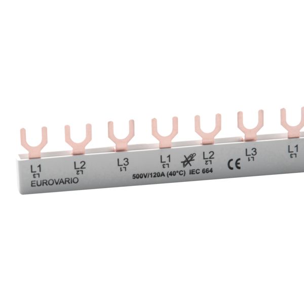 Phasenschiene 3ph 17,5mm Eurovario 195mm 10qmm 120A Gabel Isoliert