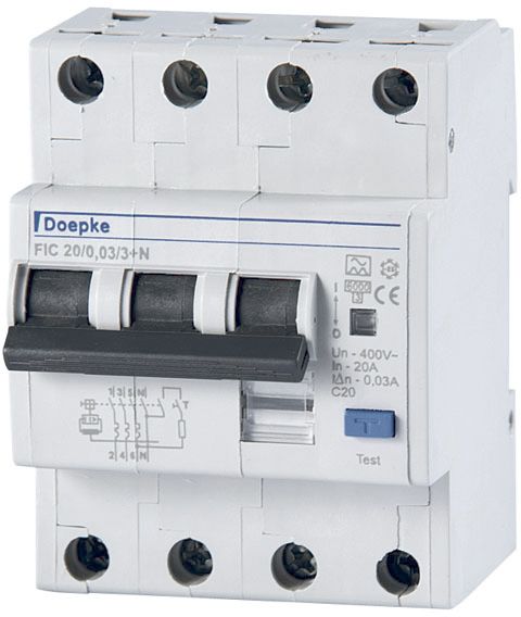 FI/LS-Schutzschalter C16 3p+N 0,03A A 4TE 3p 400V