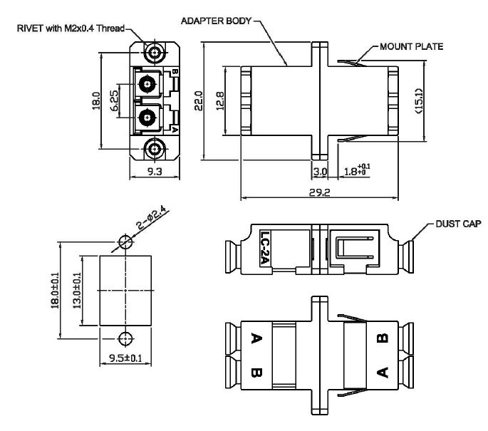 LWL-Kupplung LC-D LC-D SM Metall Keramik Schraube/einrasten