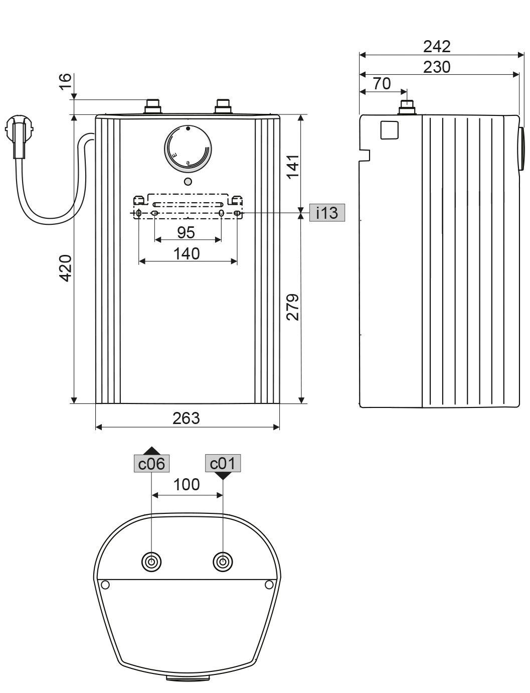 Warmwasserspeicher elt 2k 5l A Niederdr 230V 2kW