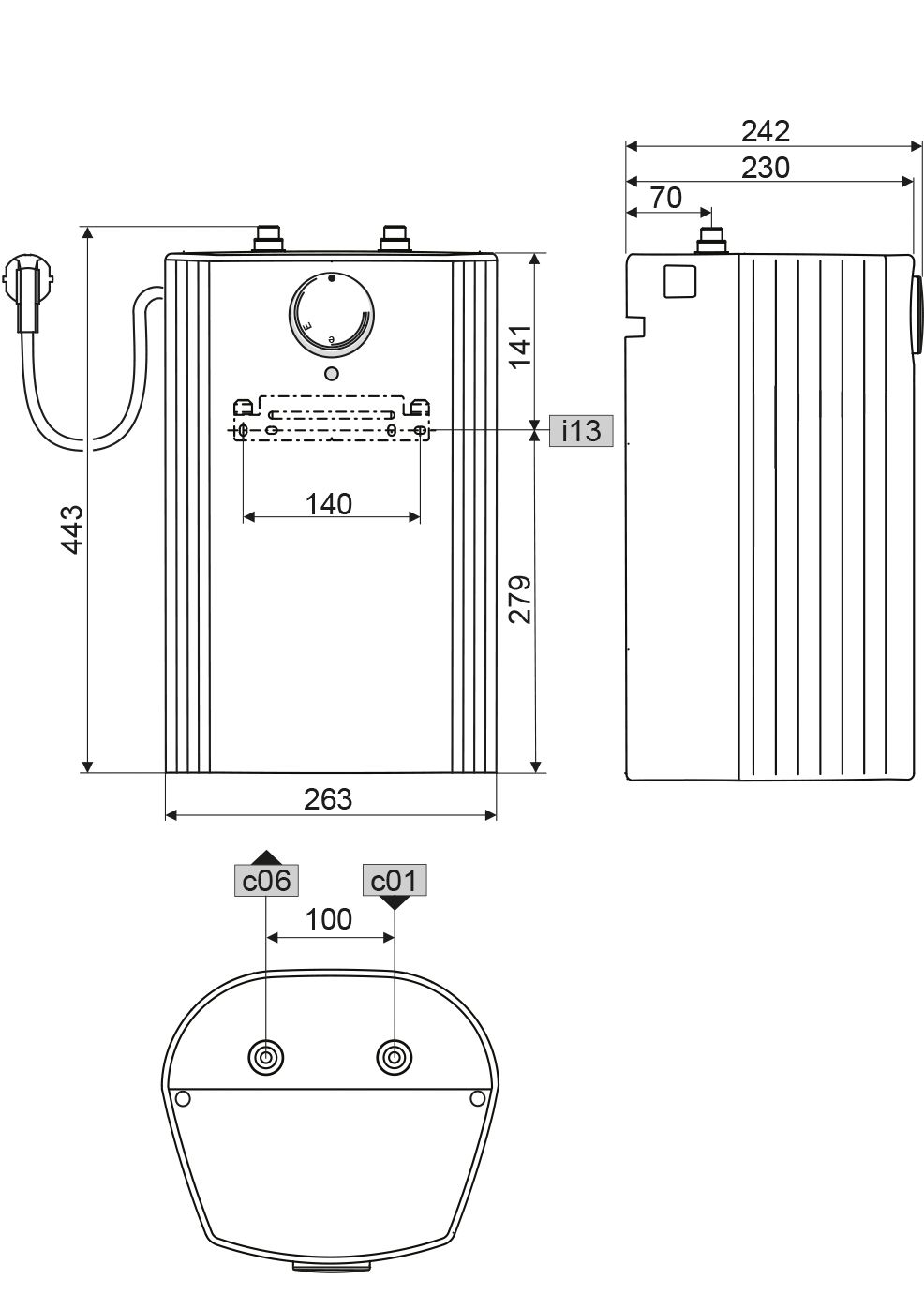 Warmwasserspeicher elt 2k 5l A Niederdr 230V 2kW