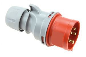 CEE-Stecker 5p 16A IP44 400V/rt 6h Kst schraubl.Kl Verschraubung