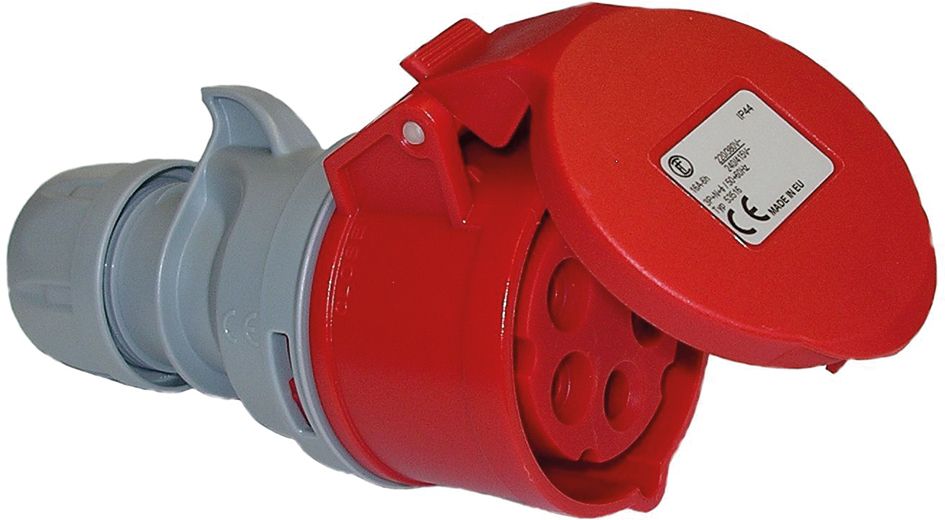 CEE-Kupplung 5p 16A IP44 IP44 400V/rt 6h schraubl.Kl ger Kst Verschraubung