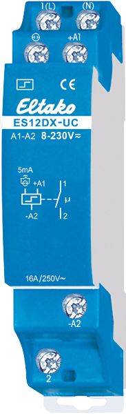 Stromstoßschalter 12-230V 1TE 16A 250V REG T58mm elektr.Schalt