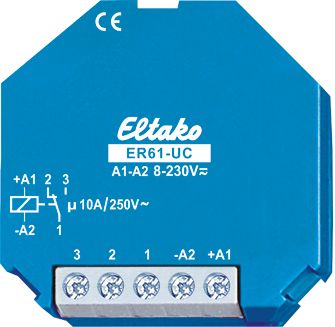 Installationsrelais elektr UP 1W 10A AC 12-230V/UC 250V