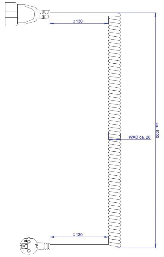 Spiralleitung 4m 3x1,5qmm ws IP20 Schutzkontaktkupplung (Typ F)