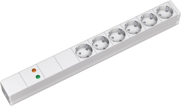 Steckdosenleiste 19 ÜSS 1HE 6Steckd 230V LED Rack-Stromverteilung m.LED-Anz
