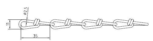 Knotenkette 2,5x11mm ST g/vz 1960N