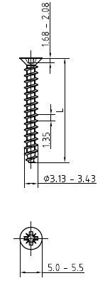 Geräteschraube Senkkopf Pm ST M3,2x15mm g/vz