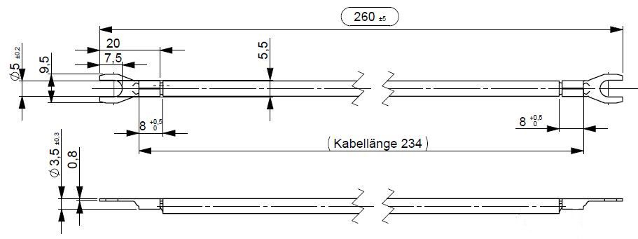 Verdrahtungsbrücke 1ph 265mm 6qmm Gabel isol sw