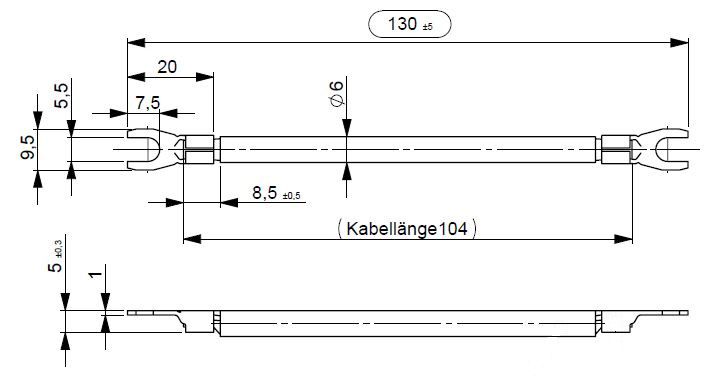 Verdrahtungsbrücke 1ph 133mm 10qmm Gabel isol sw