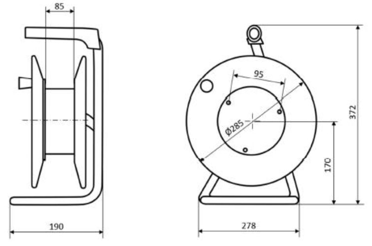 Kabeltrommel ST 25m H05RR-F 3x1,5mm IP20 4xSteckdosen m.Tragerahmen