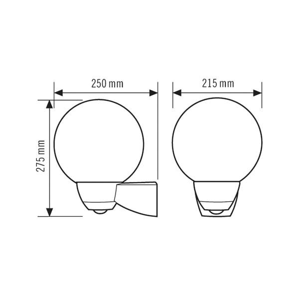 Sensorleuchte AL 77W HV sw IP44 E27 BWM Ø185x275mm