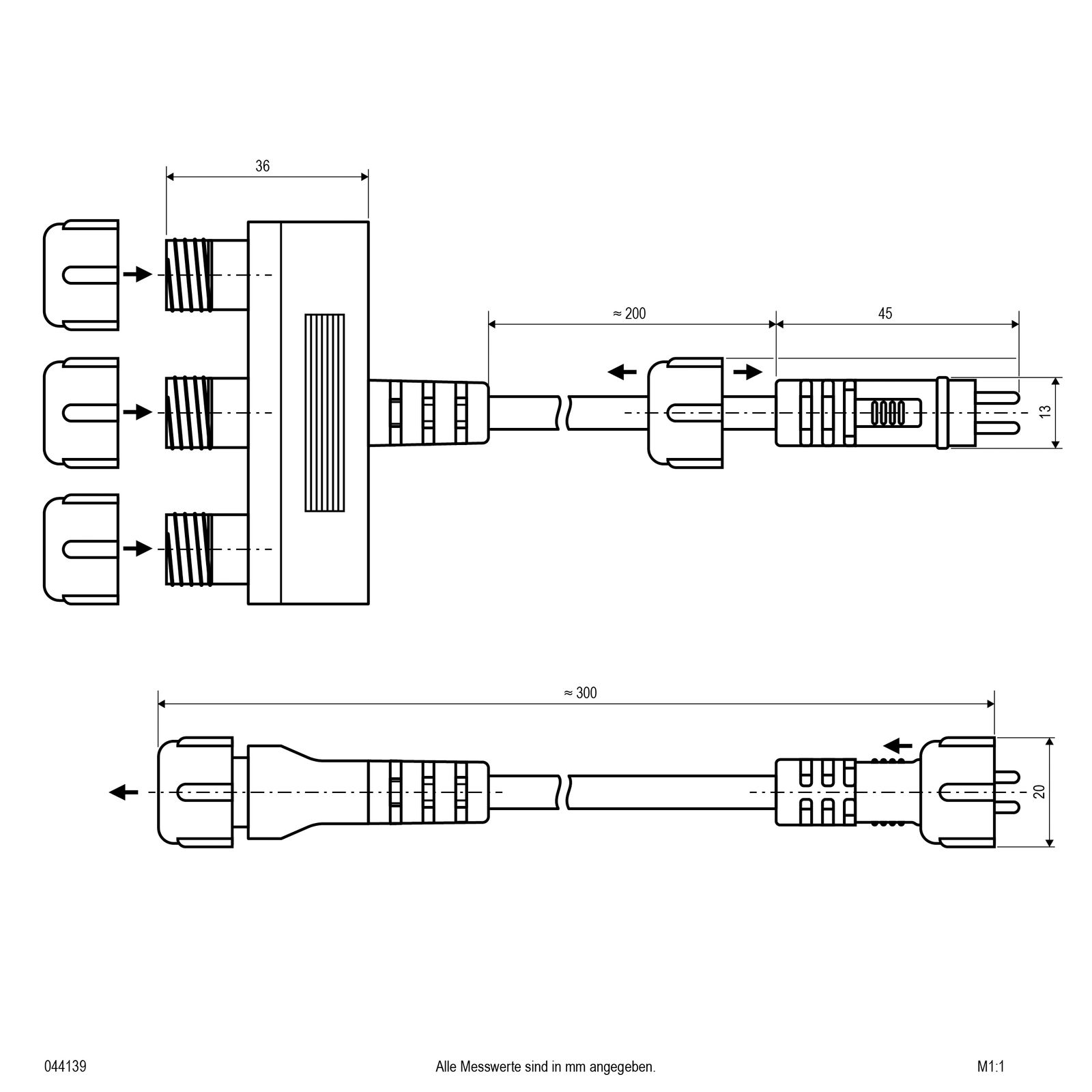 Verbindungskabel gr 3x0,75qmm 200mm