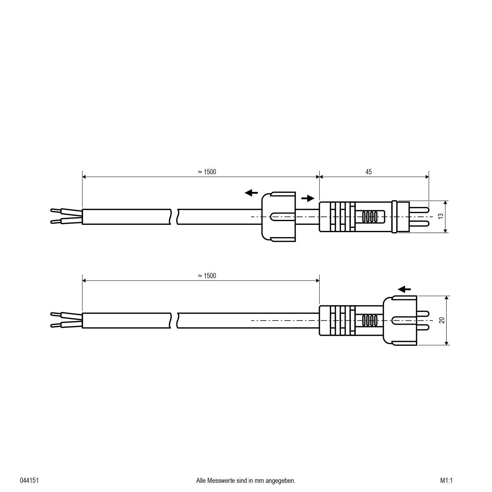 Verbindungskabel gr 2x0,75qmm 1500mm