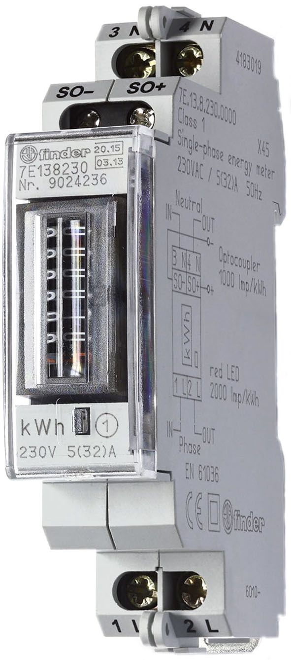 Wechselstromzähler 1ph 32 elektr analog geeicht B 32A 1A 230V/N-L Eintarif 50Hz