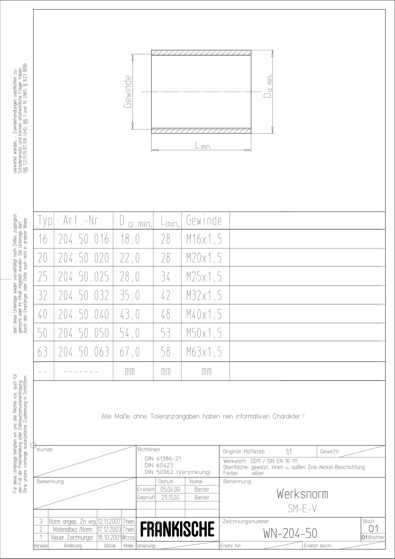 Stahl-Gewindemuffe Metall g/vz hfr zink Ø63mm