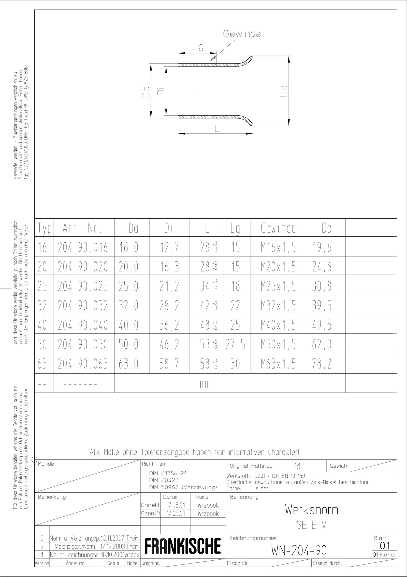 Gewindeendtülle Metall Ø2 zink g/vz Ø25mm
