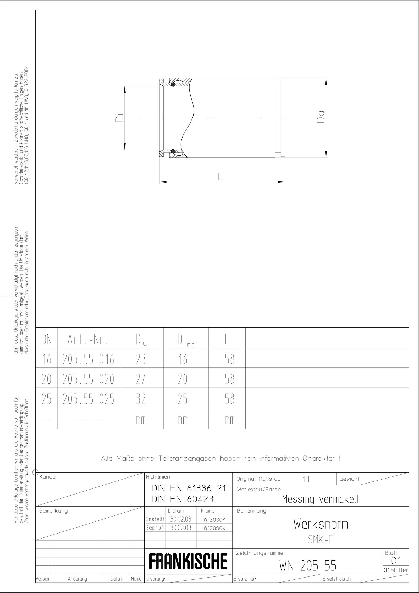 Steckmuffe Metall Ø25mm vernick hfr zink