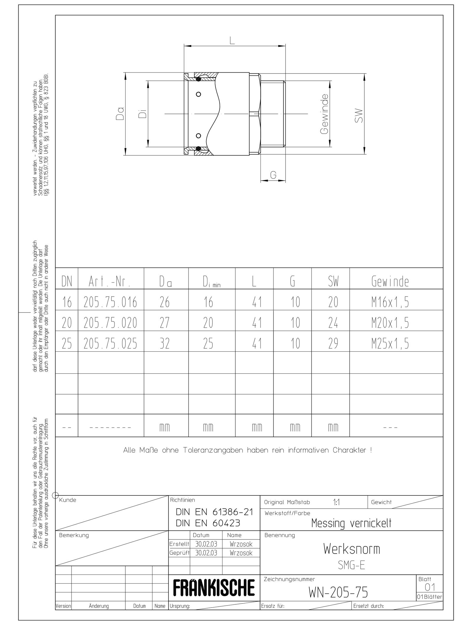 Steckmuffe Metall Ø25mm vernick hfr zink