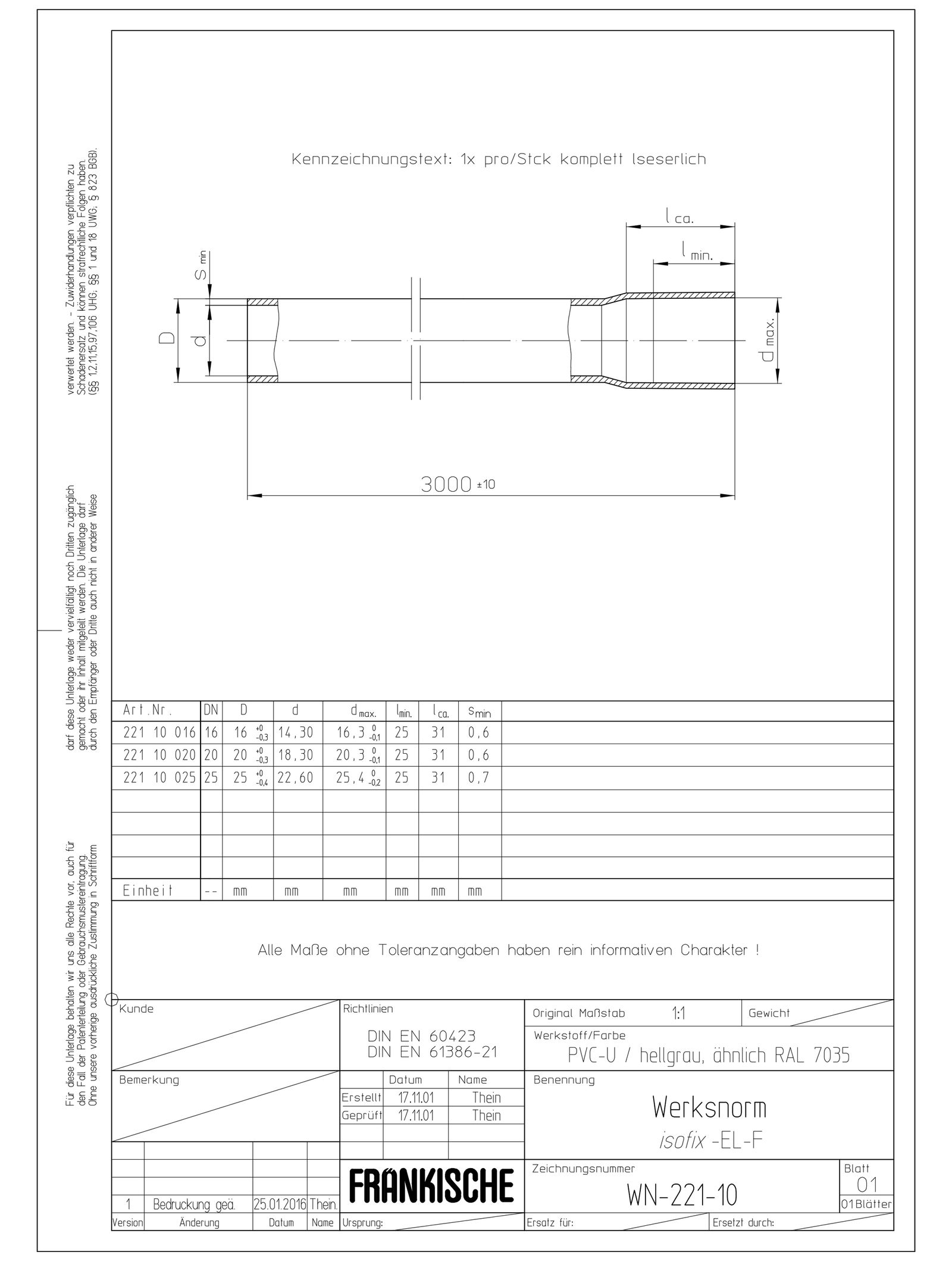 Panzerrohr kst PVC Ø16mm 2Kl flammwidrig starr Polyvinylchlorid (PVC) gr