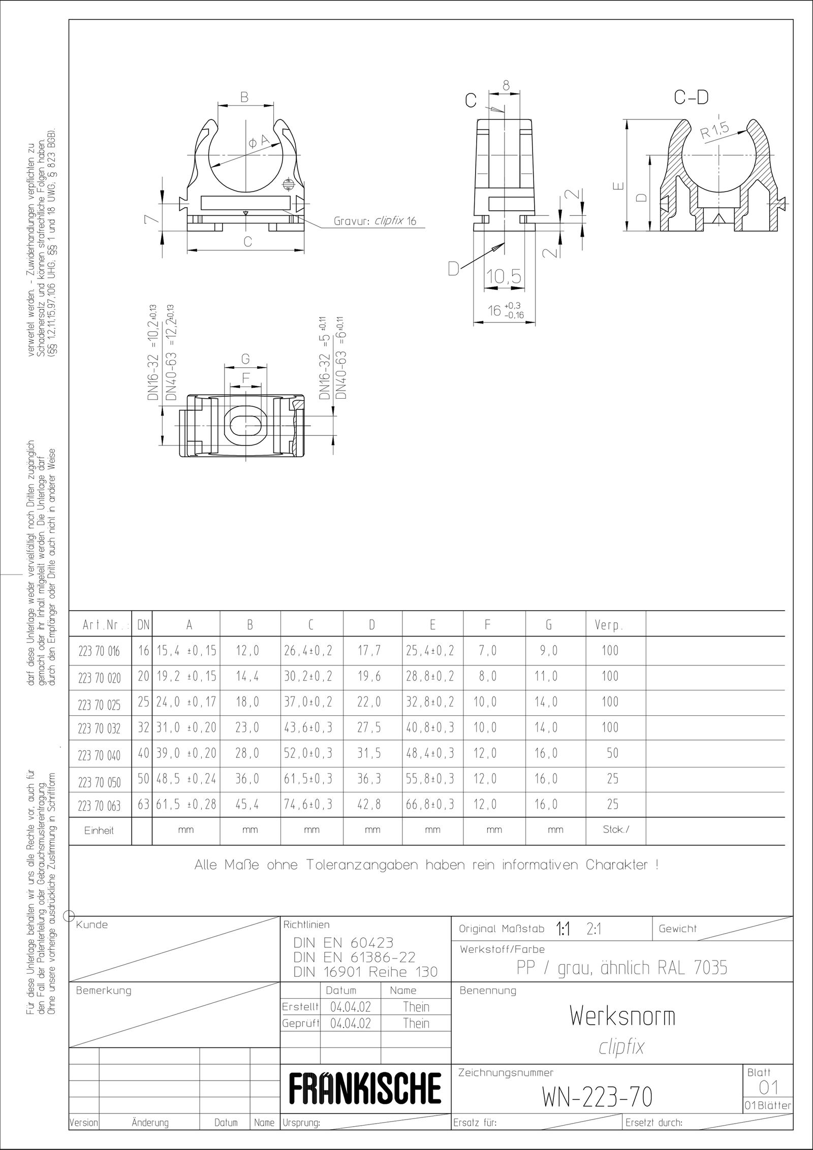 Befestigungsschelle Rohr Ø20mm Kst unbeh