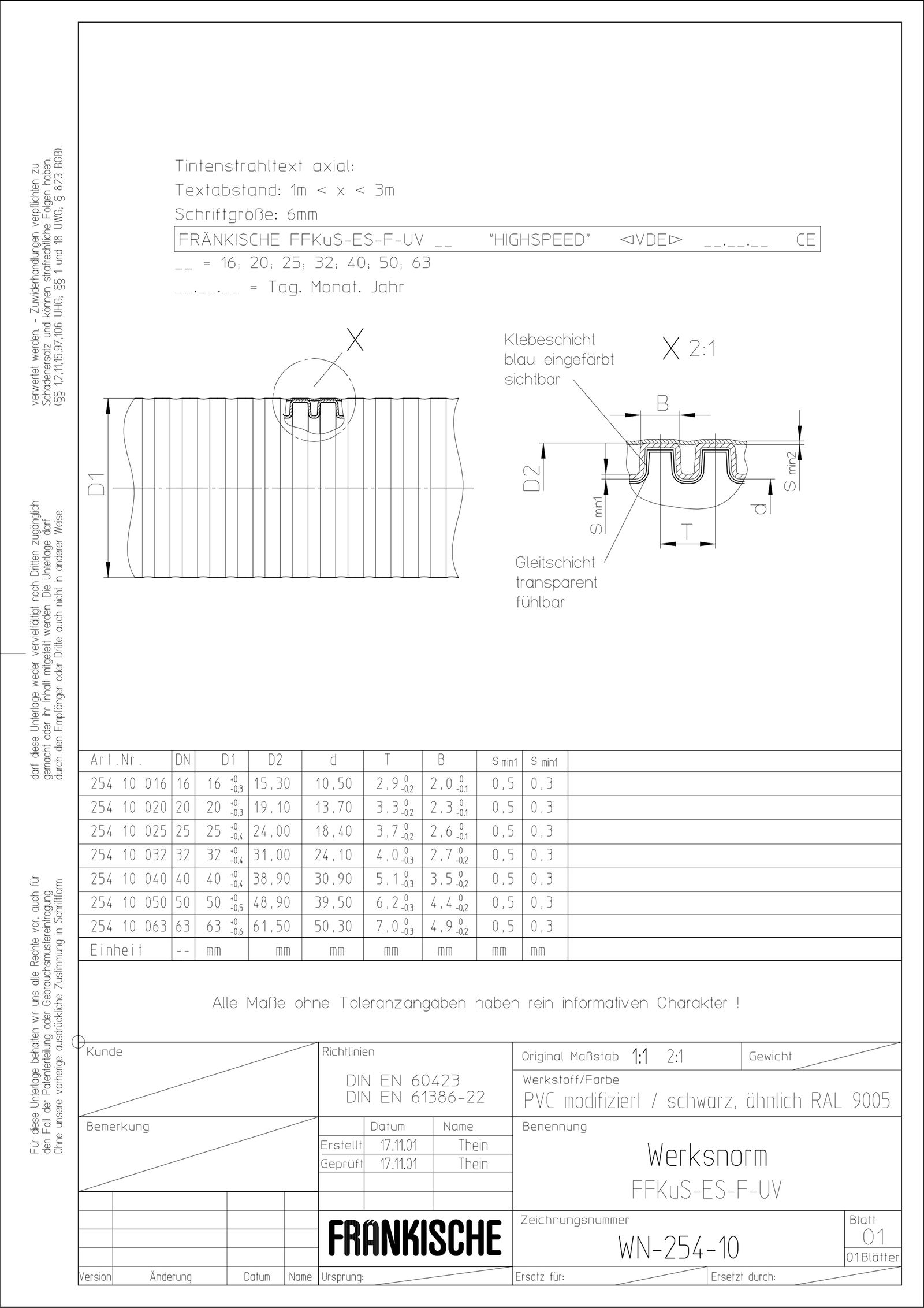 Wellrohr Ø16mm PVC PVC sw UV-best 1250N Polyvinylchlorid (PVC) -25-60°C