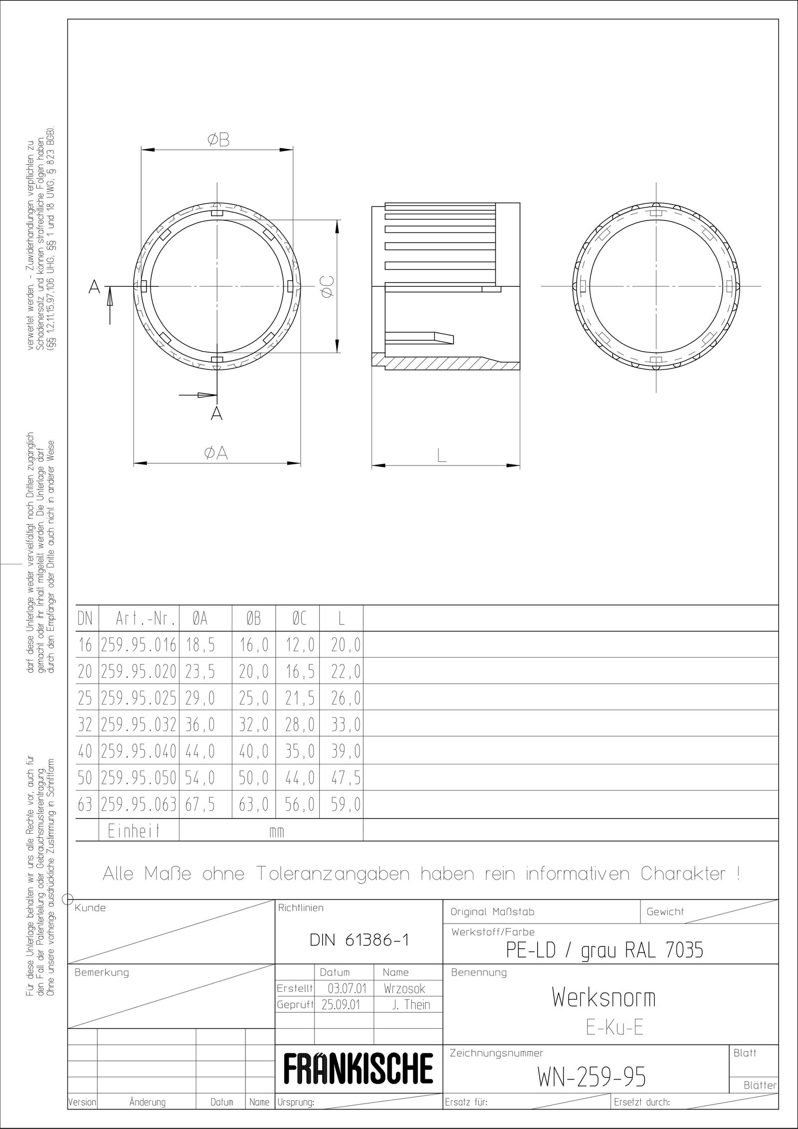 Steckendtülle Kst Ø20mm gr unbeh hfr