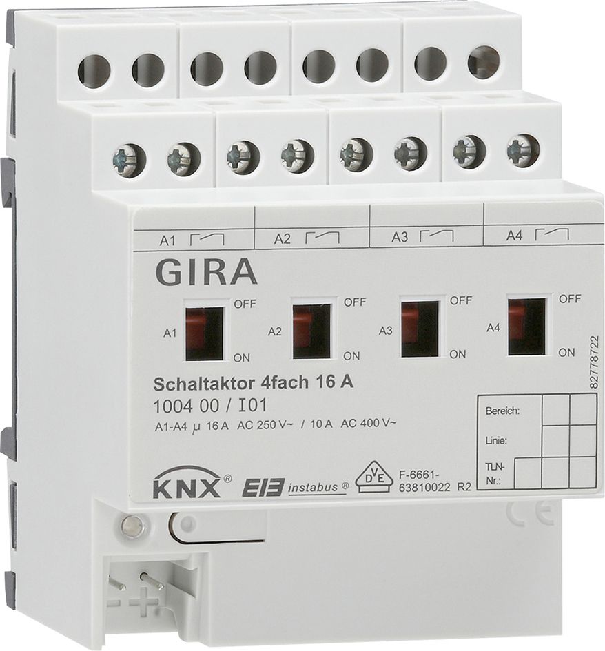 Schaltaktor KNX REG 8TE 8f 16A 3600W 24V Vor Ort-/Handbedienung