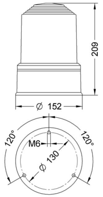 Drehspiegelleuchte 240V AC 24W rt IP55 Xenon Fresnellinse 0,1A