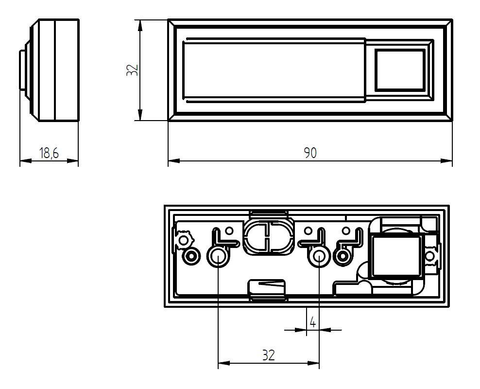 Klingeltaster Kst ws COMBIFIX AP 18mm rechteck Mit Namensschild