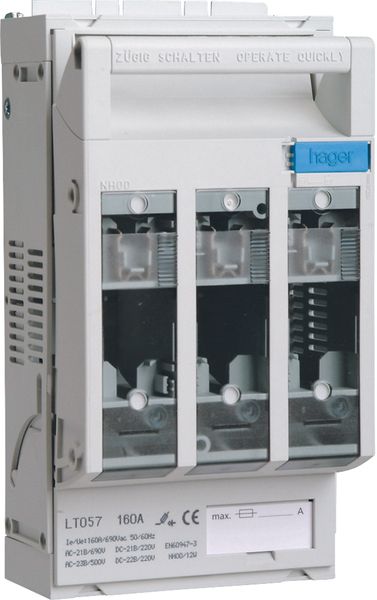 Lasttrennschalter 160 A NH00 3p IP20 Geeignet für Sammelschienenaufbau