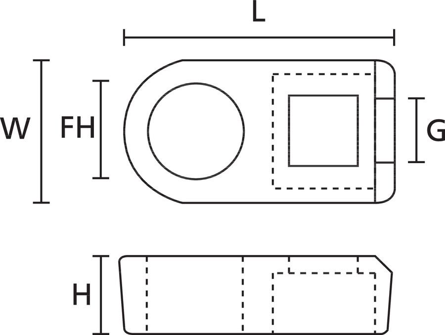 Befestigungssockel Kst natur 4,6mm 22,2x11,3x6,2mm schraub/niet Ø7,1mm
