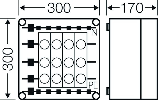 Sicherungsgehäuse 25A IP65 Schraubsich uni Kst Mit transparentem Deckel 4grp