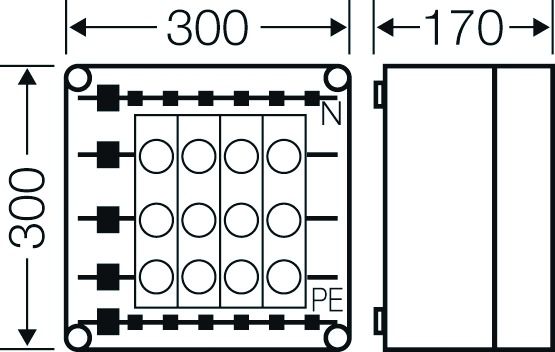 Sicherungsgehäuse 25A IP65 Schraubsich uni Kst Mit transparentem Deckel 4grp