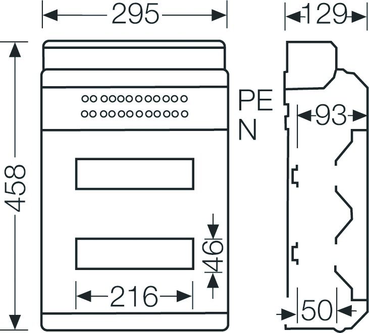Automatengehäuse AP 2x12TE Kst IP65 REG 295x458x129mm ET93mm