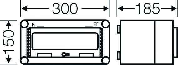 Automatengehäuse AP 1x12TE Kst IP65 REG 300x150x185mm ET93mm