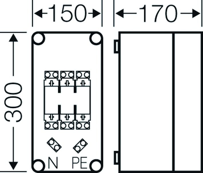 Sicherungsgehäuse 125A IP65 NH00 uni Kst Mit transparentem Deckel 1grp