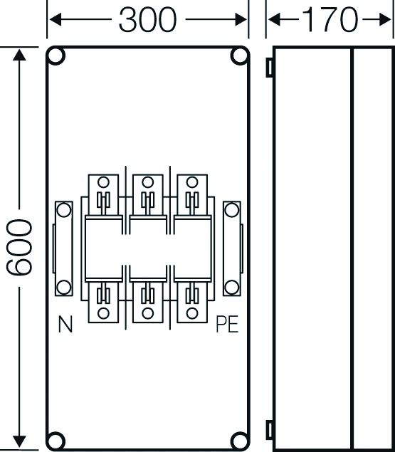 Sicherungsgehäuse 400A IP65 NH2 uni Kst Mit transparentem Deckel 1grp