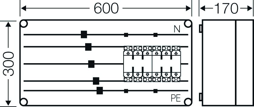 Sicherungsgehäuse 125A IP65 NH00 uni Kst Mit transparentem Deckel 2grp