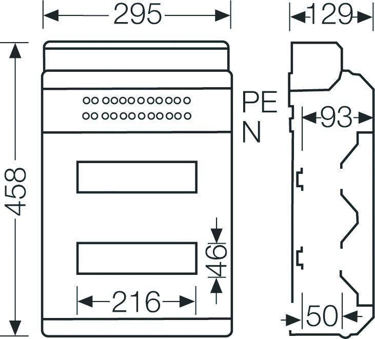 Automatengehäuse AP 2x12TE Kst IP54 REG 295x458x129mm ET93mm