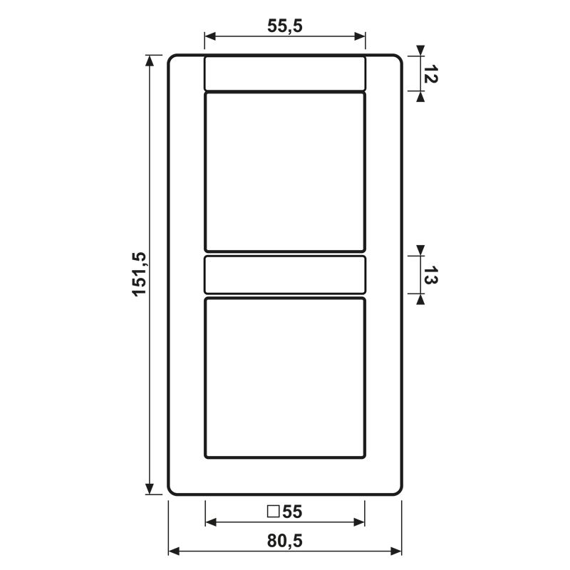 Einbaurahmen 2f aws glz AS / AS 500 BSF Kst Textfeld/Beschriftungsfläche f.GEB-K