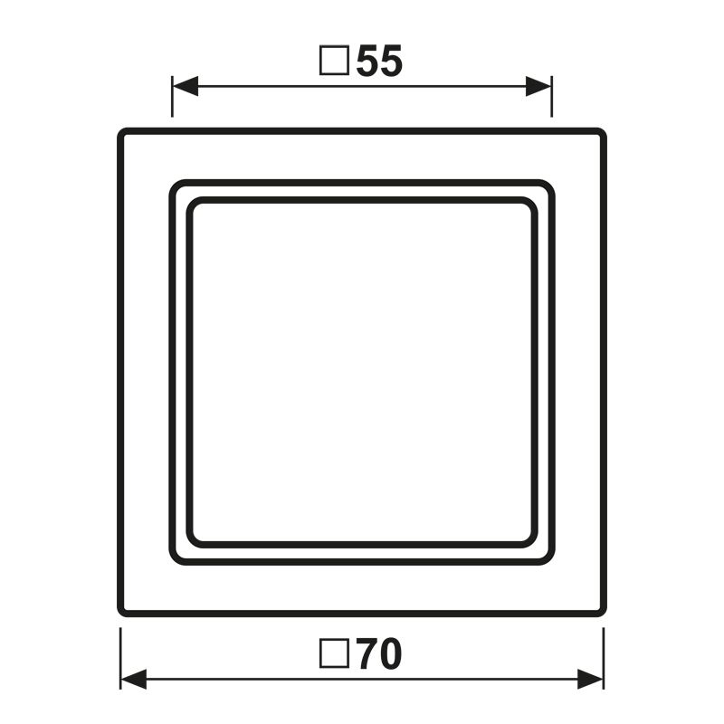 Zwischenrahmen alu LS 55x55mm RAL9006 quadratisch 55mm/quadratisch 55mm
